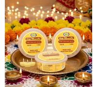 Cycle Pure Om Shanthi Pure Cow Ghee Wicks - Ready-to-Light Diya Battis | Wax-Free, Long-Lasting, Easy to Use | for Daily Puja, Aarti & Festivals | Pack of 3 (100 Wicks Per Pack)