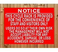 Cycle Rack Users Do at Own Risk Metal Notice Bicycle Parking Car Bike Park Sign