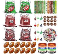 CYCLESCRUX 122Pcs Football Party Favors Drawstring Bags Football Goodie Bag with Mini Ball, Wristband, Slap bracelets, Keychains, Pull Back Cars,Stickers for Football Party Supplies