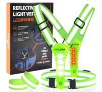 CYCLESPEED LED Running Vest with Red Back Light, High Visibility Running Lights for Runners, Elastic Adjustable Night Walking Light Up Vest, USB Rechargeable Running Gear for Jogging Walking (Green)