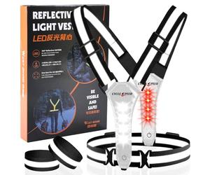 CYCLESPEED LED Running Vest with Red Back Light, High Visibility Running Lights for Runners, Elastic Adjustable Night Walking Light Up Vest, USB Rechargeable Running Gear for Jogging Walking (Black)