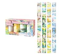 Cyclical Landscape Decorative Tape 4 Quantities Accuracy Cut Transfers for Journals Present Wrapping Quick Tear Landscape Label Roll