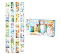 Cyclical Landscape Decorative Tape 4 Quantities Accuracy Cut Transfers for Journals Present Wrapping Quick Tear Landscape Label Roll