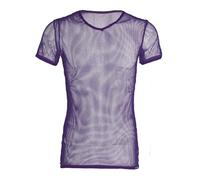 Cycling Base Layer Quick Dry Cool Cycling Vest Black See Through Clubwear Tee Shirt Fishnet Jersey Sportswear(Purple,L)