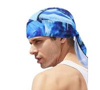 Cycling Cap Bandana Quick Dry Skull Cap Sports Bandana Cap Sweat Wicking Beanie Cap Sport Headscarf Headwear Sun UV Protection Hat Breathable Mens Head Wrap Helmet Liner Skull Cap for Outdoor Blue