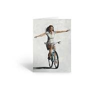 Cycling Card - Blank Art Card with Woman on Bicycle - Suitable for Any Occasion for Female Cyclist - A5 Size - 089
