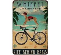 Cycling Club Whippet Life Behind Bars Retro Metal Tin Sign Wall Decor Home Garden Cafes Kitchen Man Cave Art Metal Sign 8X12 Inch