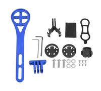 Cycling Computer Mount Aluminum Alloy Extended Out Front Bracket Set for Bryton Riders Lightweight Sturdy Matte Finish Hollow Design Easy Installation Accessories Included (Blue)