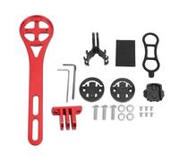 Cycling Computer Mount Aluminum Alloy Extended Out Front Bracket Set for Bryton Riders Lightweight Sturdy Matte Finish Hollow Design Easy Installation Accessories Included (Red)