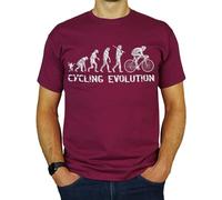 Cycling Evolution - Stylish Bespoke Cyclist Gift for Men | Him | Dad | Grandad | Brother | Uncle T-Shirt Burgundy L