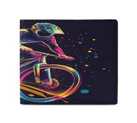 Cycling Forever Colorful Speed Leather Bifold Wallet for Men Slim Card Cases with 2 Slots Minimalist Coin Purs