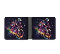 Cycling Forever Colorful Speed Leather Bifold Wallet for Men Slim Card Cases with 6 Slots Minimalist Coin Purse