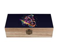 Cycling Forever Colorful Speed Wooden Decorative Boxes with Hinged Lid Small Storage Treasure Box for Keepsake Jewelry