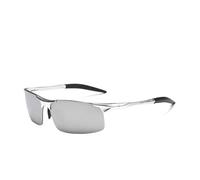 Cycling Glasses Driving Sunglasses Men Aluminum Magnesium Frame Sport Sun Glasses Driver Retro Goggles Sunglass UV400 Anti-Glare(Glasses Case,Silver Silver)