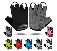 Cycling Gloves Half Finger Unisex Padded Grips Palm Bicycle Summer Riding MTB Bike Gloves for Men Women Non-Slip Fingerless Short Mountain Bike Ride Sports Hiking Mitts Climbing Gym (Black, S)