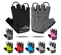 Cycling Gloves Half Finger Unisex Padded Grips Palm Bicycle Summer Riding MTB Bike Gloves for Men Women Non-Slip Fingerless Short Mountain Bike Ride Sports Hiking Mitts Climbing Gym (Black, M)