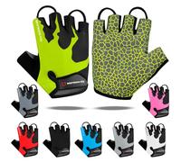 Cycling Gloves Half Finger Unisex Padded Grips Palm Bicycle Summer Riding MTB Bike Gloves for Men Women Non-Slip Fingerless Short Mountain Bike Ride Sports Hiking Mitts Climbing Gym (Parrot, M)
