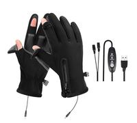 Cycling Gloves - USB Heated Gloves | Thermal Hand Warmers - Rechargeable Fingerless Gloves - Sizes M-XL Thermal Protection Adjustable to 60°C Ideal for Outdoor Cycling, Hiking and Cycling