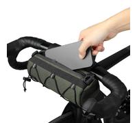 Cycling Handlebar Bag Big Capacity Front Frame Tube Pack Portable Shoulder Strap Design Mesh Side Pockets Multi-Use Storage, For Road Mountain Bike gears