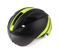 Cycling Helmet Men,Womens Bike Helmet Lens Goggles Helmet Road Racing Bike With Removable Lenses Sun Outdoor Cycling Time Trial Safety Cap(Black green,M 54 58CM)