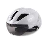 Cycling Helmet Men,Womens Bike Helmet Lens Goggles Helmet Road Racing Bike With Removable Lenses Sun Outdoor Cycling Time Trial Safety Cap(White silver,M 54 58CM)