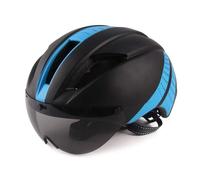 Cycling Helmet Men,Womens Bike Helmet Lens Goggles Helmet Road Racing Bike With Removable Lenses Sun Outdoor Cycling Time Trial Safety Cap(Black blue,M 54 58CM)