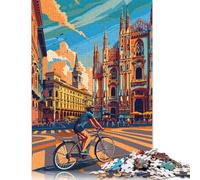 Cycling in Milan Puzzle 1000 Piece Adult Jigsaw Puzzle Puzzle Adult Jigsaw Puzzle Home Educational Games DIY Toys 38x26cm/1000pcs