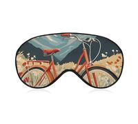 Cycling in Snowy Mountain Flower Fields Blackout Sleep Mask for Side Sleeper Soft Covers for Travel Essentials Nap