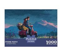 Cycling in The Rain Puzzles 1000 Pieces Challenge Toy for Adults and Children Romance Puzzle Game Family Fun Jigsaws Educational Home Decor Gift 38x26cm 1000pcs