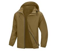 cycling jacket mens - Mens Full Zipper Softshell Waterproof Jacket Lightweight Outdoor Hiking Camping Rain Hooded Windbreak Coat Plain Military Work Hoody Raincoats