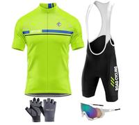 Cycling Jersey for Mens,Cycling Jersey Set Jersey+Gel Padded Bib Pants Cycling Suit,Cycle Shirt Road MTB Bicycle Outdoor Sports Clothing Summer,Customized Patterns Available (TYP-3,L)