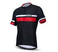 Cycling Jersey Men Bike Jersey Full Zipper Cycle Shirt Short Sleeve Road Bicycle Clothing Riding Racing MTB Top Clothes Mountain Sports Uniform Team Summer Bar Black Red XXL
