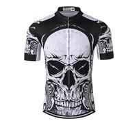 Cycling Jersey Men Bike Top Zipper Cycle Shirt Pockets Bicycle Clothing Male Riding MTB Mountain Road Cyclist Biking Uniform Bicycing Clothes Short Sleeve Summer Skull White S