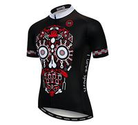Cycling Jersey Men's MTB Jersey Short Sleeve Bike Jersey Zip Mountain Road Clothes Bicycle top Shirts Breathable Summer Pro Team Racing Cycle Jersey for Male Skull Red Black Size XXL