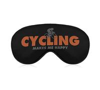 Cycling Makes Me Happy Sleeping Mask with Adjustable Strap Soft Eye Cover Blackout Blindfold for Travel Relax Nap