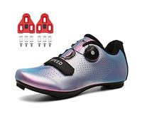 Cycling Shoes for Mens Womens Road Bike Shoes Included Cleats Clip Compatable with Peloton & Look Delta and SPD Lock Pedal Colorful White Size UK 8.5