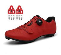 Cycling Shoes for Mens Womens Road Bike Shoes Included Cleats Clip Compatable with Peloton & Look Delta and SPD Lock Pedal Red Size UK 7.5