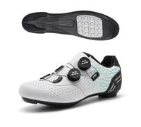 Cycling Shoes Mens Womens Breathable Bicycle Shoes with Spin Shoestring Unisex Comfortable Anti-Slip Sneaker Flat Pedal Biking Trainers Sports Shoes for Outdoor Indoor-White||Numeric_4_Point_5