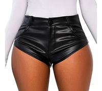 Cycling Shorts Outdoor Sports Women's Shorts Hot Pants PU Faux Leather Black Medium Waist Fashion Casual Weekend Micro Elastic Short Comfort Plain Short White Pants/Shorts, black, M