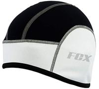 Cycling Skull Cap Thermal Under Helmet Tight Fit Head/Ear Protection Unisex Active wear Reflective Fleece Cap (Black White)