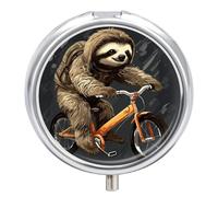 Cycling Sloth Small Pill Box 3 Grids Travel Pill Case Portable Daily Pill Organizer with Anti-Mixing Design Easy to Retrieve Meds for Medication, Vitamin, Supplements