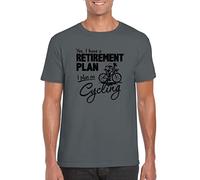 Cycling T-Shirt Mens Funny Cyclist Road Racer Bike MTB Bicycle Retirement Plan Heathergrey