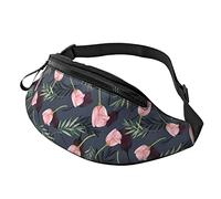 Cycling Waist Bag Delicate Flowers Pink Tulips, Waistpack Foldable Waist Pack Bag Unisex Waist Pack for Climbing Jogging Boys