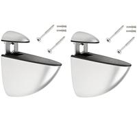 cyclingcolors 2 x Wall Shelf Brackets 55.5 mm Adjustable Pelican Style Metal Matt Chrome Silver Colour with Screws + Dowel for Kitchen Bathroom Furniture Cleat Universal Attachment