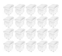 cyclingcolors 20 x Chair Plugs, Lamellar Plugs, Square Pipe Plugs, Plastic Caps for Square Tube, Plastic End Caps, White, 20 x 20 mm