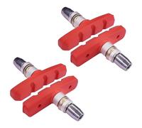 cyclingcolors 4 x Bicycle Brake Pads 2 Pairs 60 mm Symmetrical V-Brake Compatible with Shimano Tektro Avid Sram Cycle Mountain Bike City Red