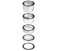 cyclingcolors 5 x Bicycle Ahead Stem Spacer Spacers Aluminium MTB Road Bike Spacers Headset Handlebar Headset Spacer Silver 1 1/8 Inch 2 + 5 + 10 + 15 + 20 mm