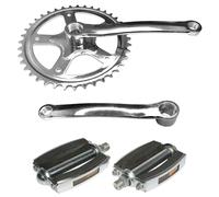 cyclingcolors Bicycle Crank Set 1-Speed 40 Teeth with Crank 165 mm + 2x Pedal M14 x 125 Moped Single Speed Road Bike Fixie Retro & Vintage