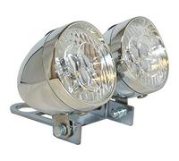 cyclingcolors DOUBLE FRONT LIGHT SET WITH BRACKET INCLUDED CYCLE BIKE CHROME LED HEADLIGHT