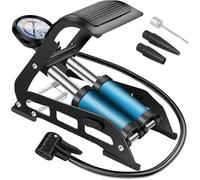 cyclingcolors Schrader Presta Foot Pump with Double Cylinder Pump Bicycle Motorcycle Car with Pressure Gauge and Valve Head
